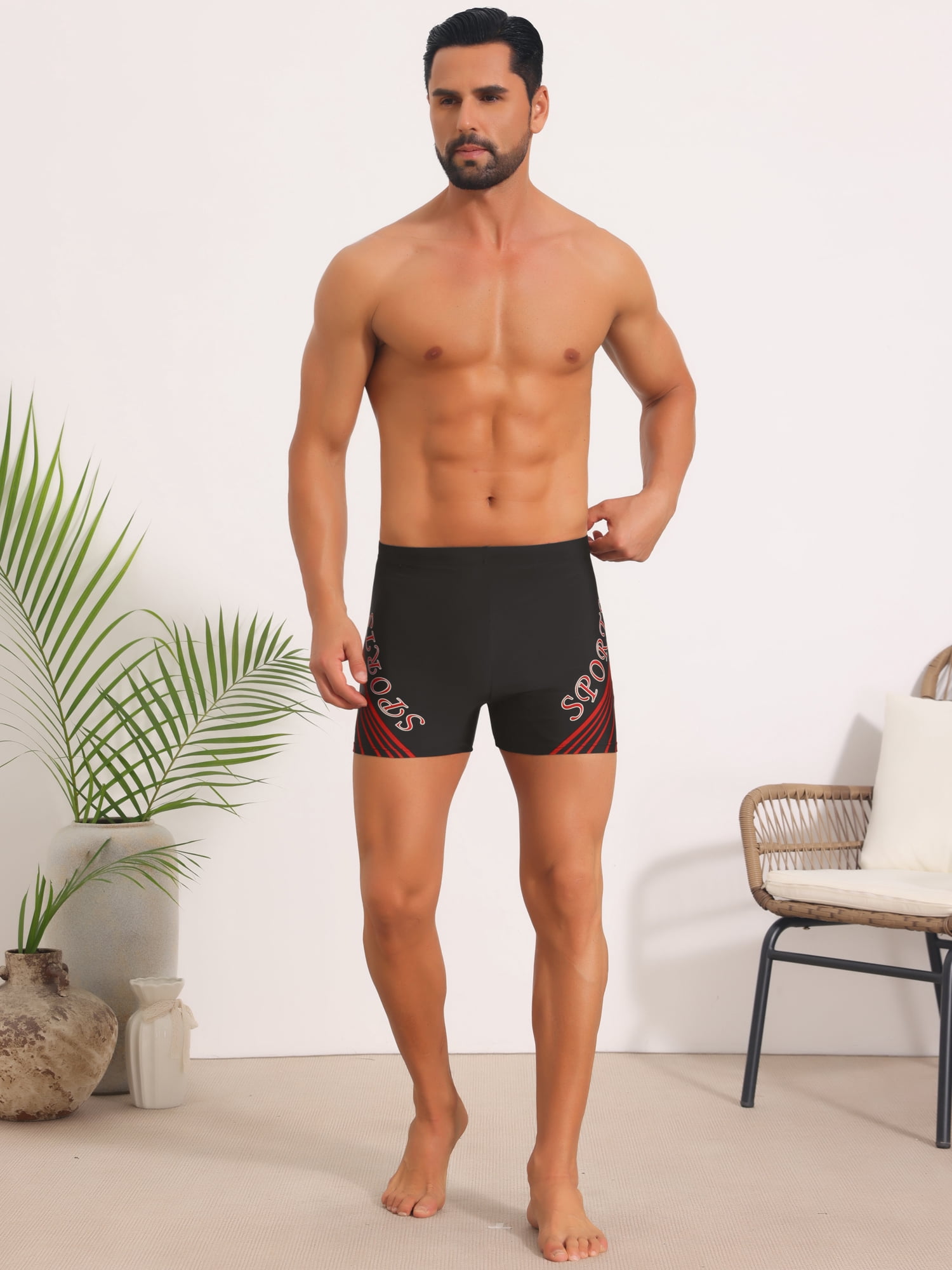 DARING DIVA Men's Printed Swimming Shorts Stretch Waist Surfing Board Shorts 36 Red