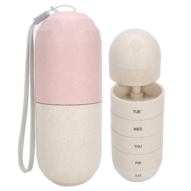 Organizador de pastillas, estuche para medicamentos con forma de cápsula, contenedor portátil para pastillas de viaje de 7 días