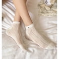 thumbnail image 2 of 4 Pairs Women's Ankle Mesh Socks with Bear Embroidery Lightweight Breathable Knit and Elastic Cuffs - 4 pairs-B, 2 of 7