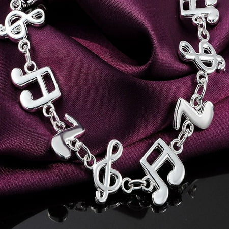 Mosunx New Women Silver Cute Music Note Solid Women Lady Bracelet Bangle Jewelry