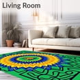 thumbnail image 2 of ODIKA 6'x9' Machine Washable Non-Slip Area Rug, Capybara Serenity with Radiant Sunburst Details High Traffic Rug, Green, 634692, 2 of 7