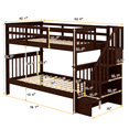 thumbnail image 2 of Harper & Bright Designs Stairway Twin Over Twin Bunk Bed with Storage Shelves, Wooden Twin Size Bunk Bedframe with Guard Rail for Bedroom Dorm, Espresso, 2 of 12