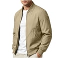 thumbnail image 3 of Danhjin Men's Casual Jackets Zip up Long Sleeve Stand Collar Fall Winter Outerwear Solid Color Comfy Fashion Coats, 3 of 10