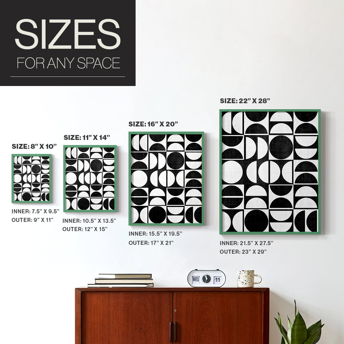 Modern Semis in Green Solid Wood 8 x 10 Framed Print