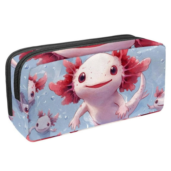 PhooArto Pencil Case, Pink Axolotl Pattern Large Capacity Pencil Pouch Stationery Pen Bag