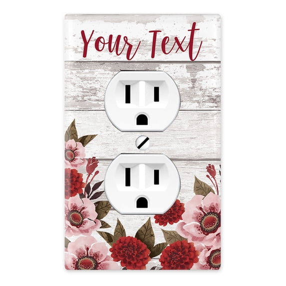 WIRESTER Customized Personalized With Red Flower - Be The Light Background & Your Text, 1-Gang Single Gang Duplex Outlet Cover Wall Plate/Switch Plate Cover Decorative