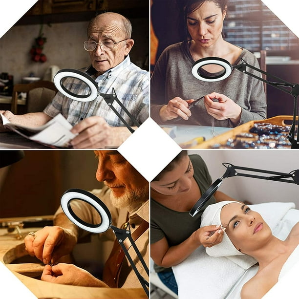 Lampe De Bureau Loupe 2 En 1, 3 Modes De Couleur, Lampe Loupe 10X Pour La  Lecture Pour L'artisanat