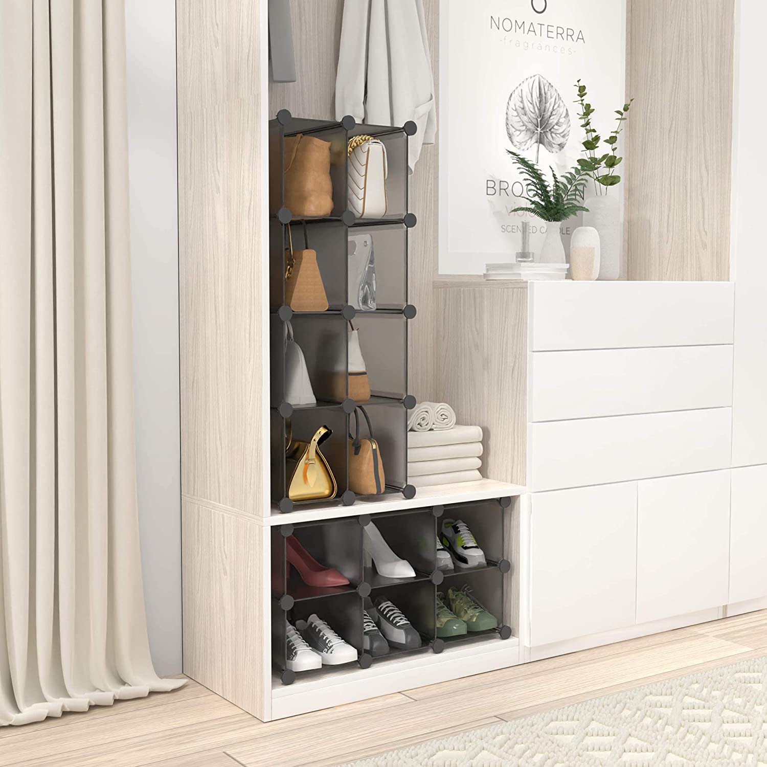 Shoe Rack 25 cube Shoe Storage Organizer Plastic Shoe Shelves Organizer for Closet Hallway Bedroom Entryway Walmart