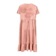thumbnail image 6 of Ashirexll Womens Summer Dresses, Casual Dresses for Women, Fashion Solid Color Loose Round Neck Short Sleeve Velvet Dress, 6 of 7