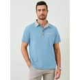 thumbnail image 2 of Demotime Men's Polo Shirts Casual Button-Down Shirts Short Sleeve Polo Shirts Ligh Blue M Contrast Turndown Collar T Shirts Golf Solid Classic Stylish Tops, 2 of 7