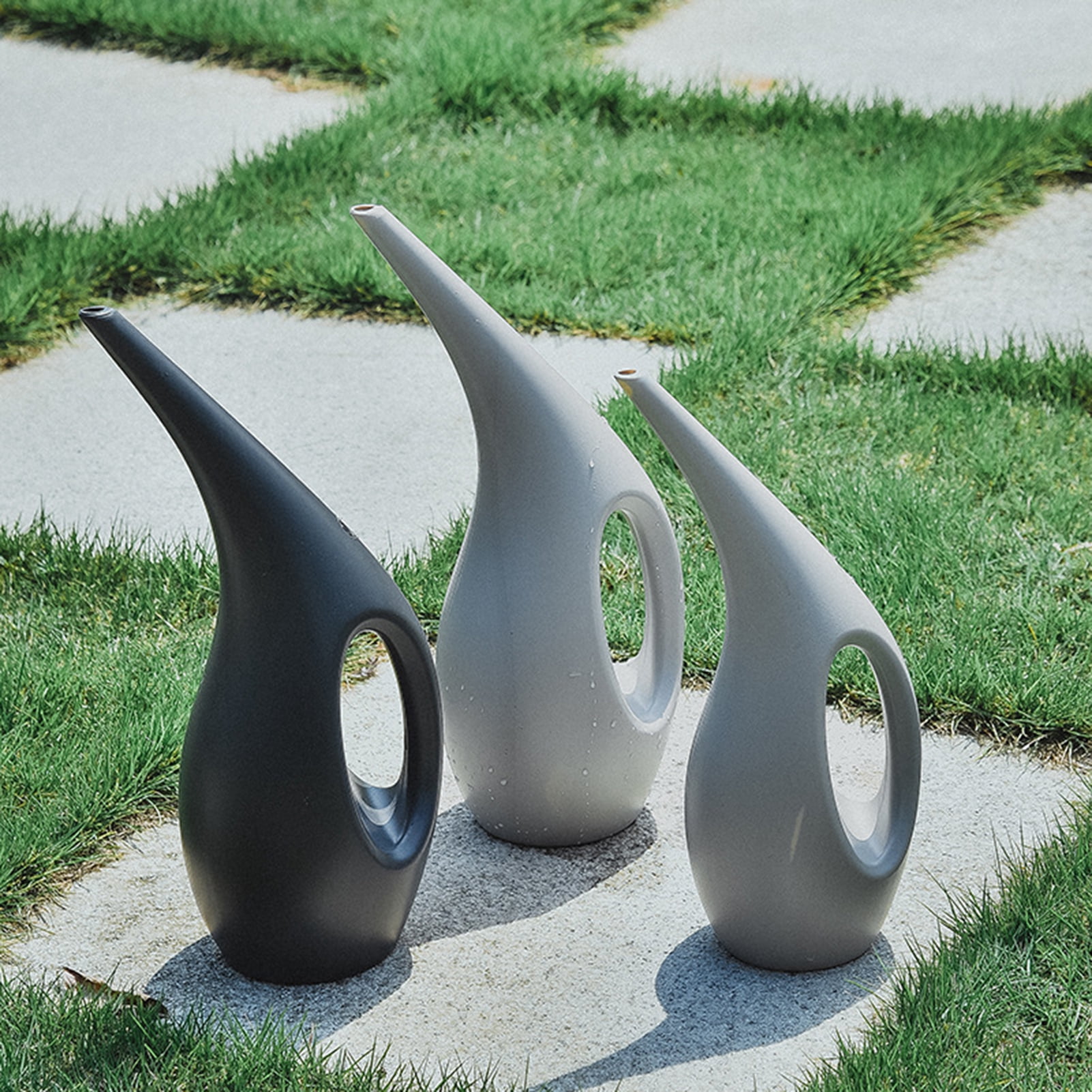 harmtty 1.5L Watering Can Long Spout Wide Application Plastic Decorative Creative Plant Bottle Gardening Accessories,Light Grey