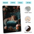thumbnail image 5 of Leopard on Teal Velvet Sofa Canvas Wall Art, Floral Animal Prints Canvas Poster for Living Room Bedroom Office Decor, Framed Ready to Hang Ready to hang-18"L x 12"W, 5 of 10