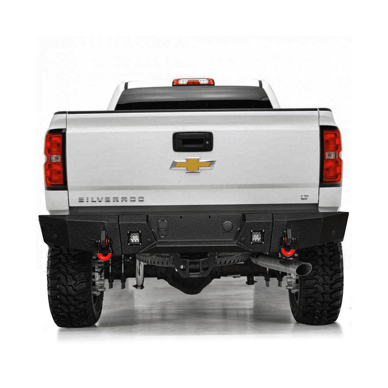TIOYAR Steel Front and Rear Bumper With Winch Plate&Lights Compatible with 2015-2019 Chevy Silverado 2500/3500（Black Texture）