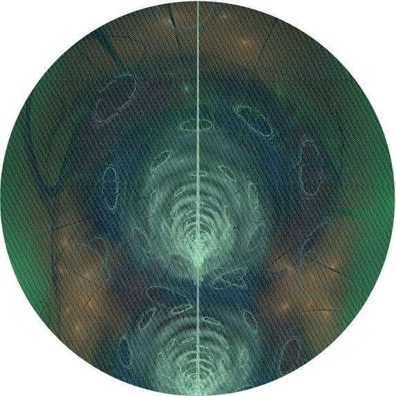 Ahgly Company Indoor Round Patterned DarkSlateGray or DarkSlateGrey Green Area Rugs, 5' Round