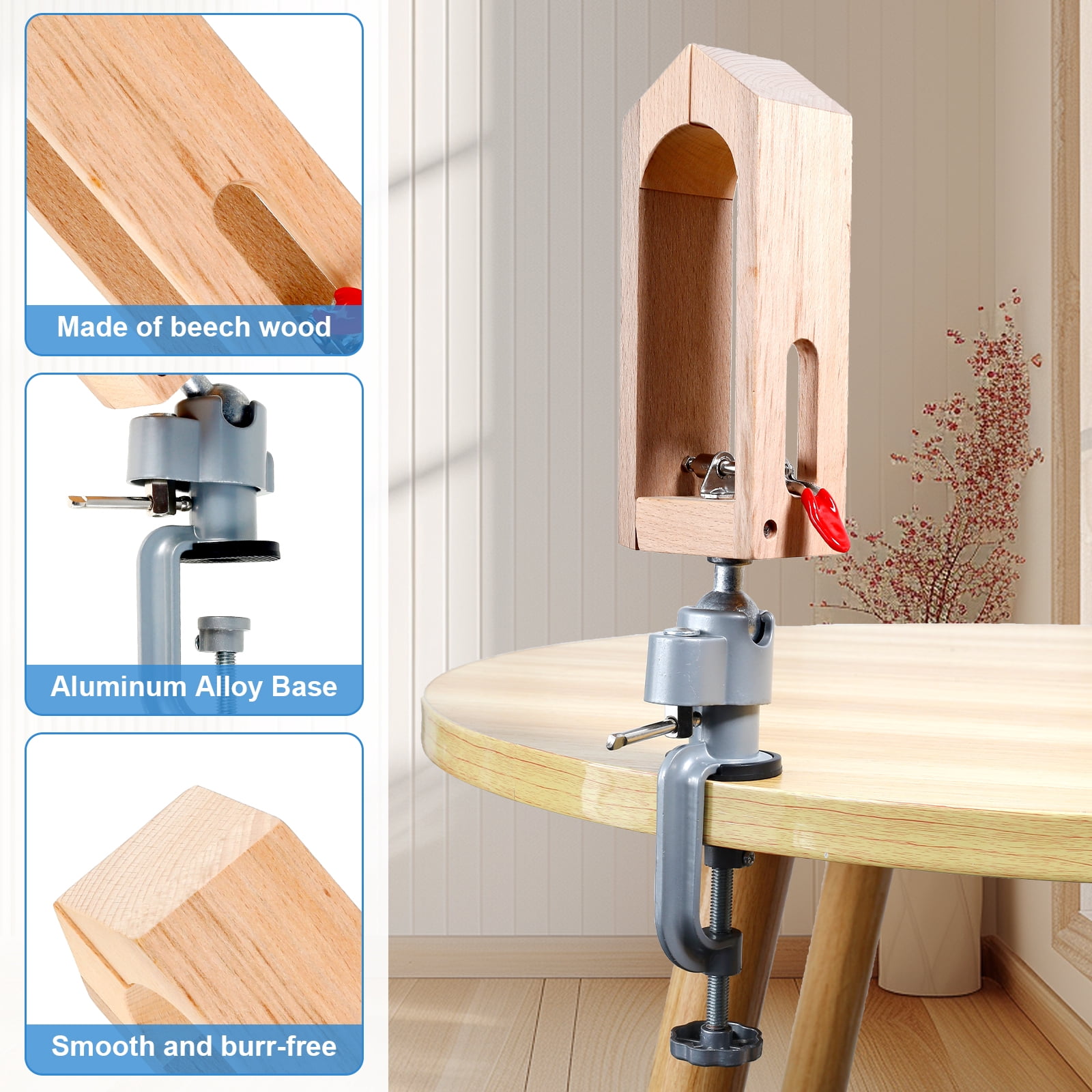 Toorise Leather Stitching Pony 180° Rotatable Leather Sewing Clamp Hand Stitching Wooden Clamp Tool Table Desktop Stitching Pony Clamp Leathercraft Hand Sewing Clamping Tool for Leather
