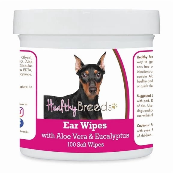 Healthy Breeds 192959823752 German Pinscher Ear Cleaning Wipes with Aloe & Eucalyptus for Dogs - 100 Count