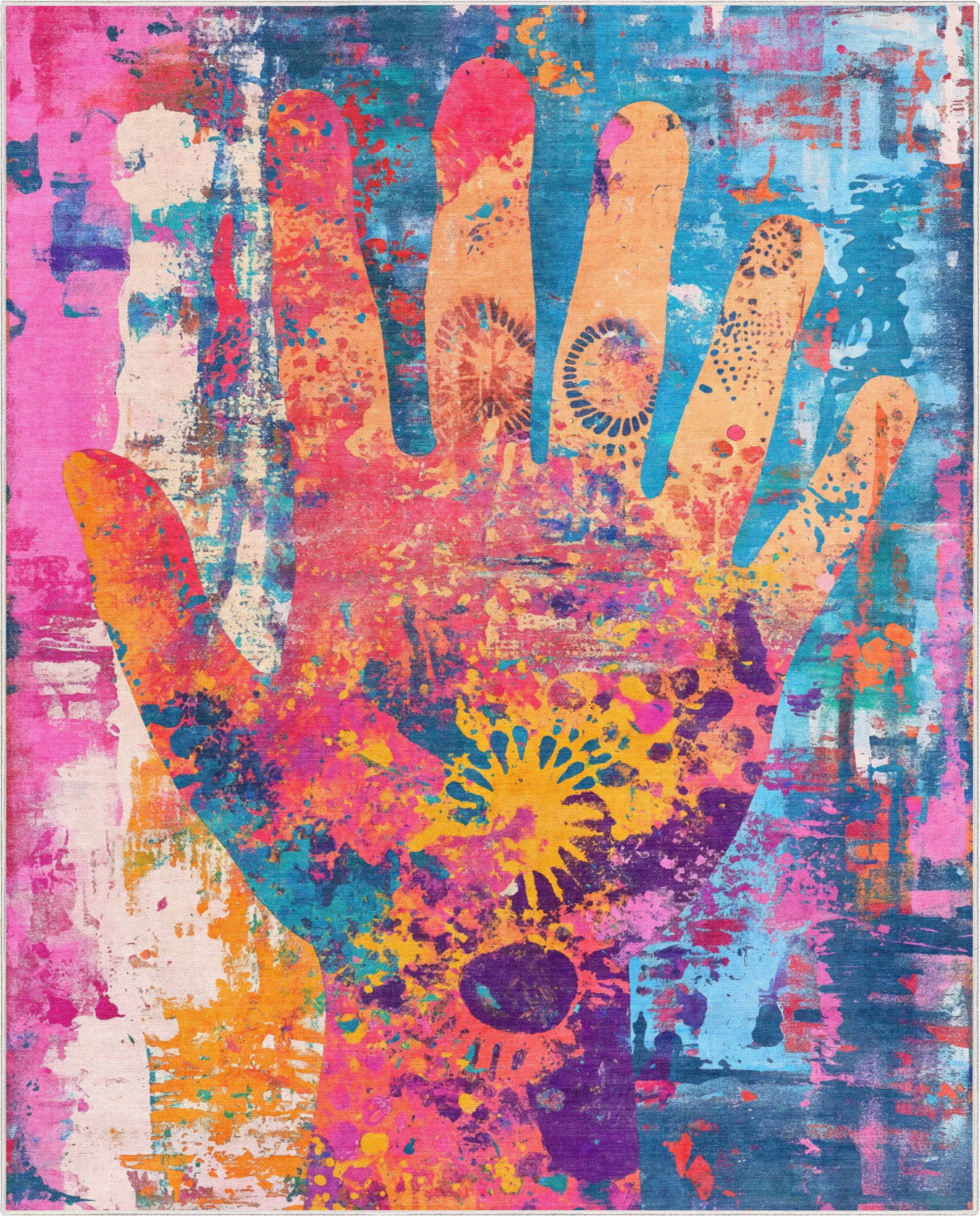 Well Woven Aurora Bloom 7'7" x 9'10" Rug – Vibrant Multicolor, Stain-Resistant & Easy to Clean