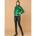 thumbnail image 4 of INSPIRE CHIC Women's Holographic Zipper Quilting Metallic Cropped Puffer Jacket, 4 of 6