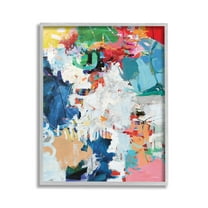 Stupell Industries Varied Expressive Collage Abstract Painting Gray Framed Art Print Wall Art, 24 x 30