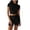 Black, variant on Women's 2 Piece Solid Color Outfit Crew Neck Short Sleeve Crop Top and Drawstring Biker Shorts Set