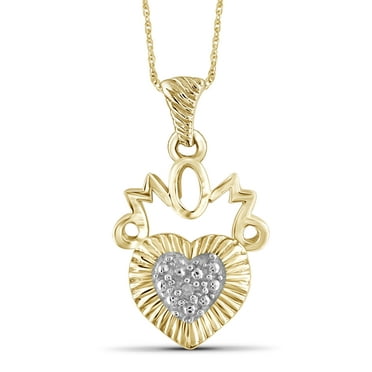 JewelersClub Accent White Diamond 14K Gold Over Silver Heart Pendant, 18"