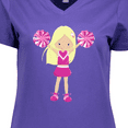 thumbnail image 4 of Inktastic Cheerleaders, Girl With Blonde Hair, Pink Uniform Women's V-Neck T-Shirt, 4 of 5