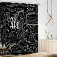 thumbnail image 2 of saxeuu Black Funny Quotes Shower Curtain 72Wx72L Inch for Kids Teens White Inspirational You are Graffiti Abstract Aesthetic Motivational Artwork Cloth Fabric Bathroom Decor Set 12 Pack Hooks, 2 of 5