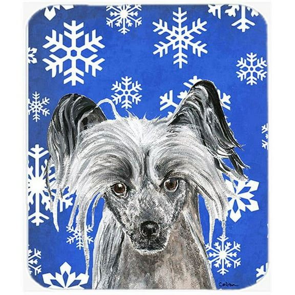 Carolines Treasures Chinese Crested Blue Snowflake Winter Mouse Pad