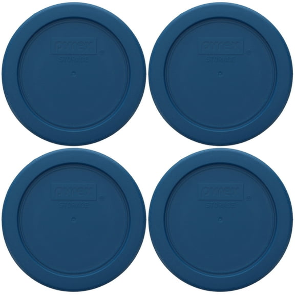 Pyrex 7202-PC Blue Spruce Round Plastic Replacement Storage Lid Cover (4-Pack)