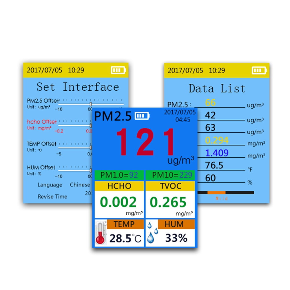9 in 1 Air Quality Monitor Indoor Outdoor PM2.5, PM1.0, PM10, HCHO, Detector Tester Temperature and Humidity Sensor