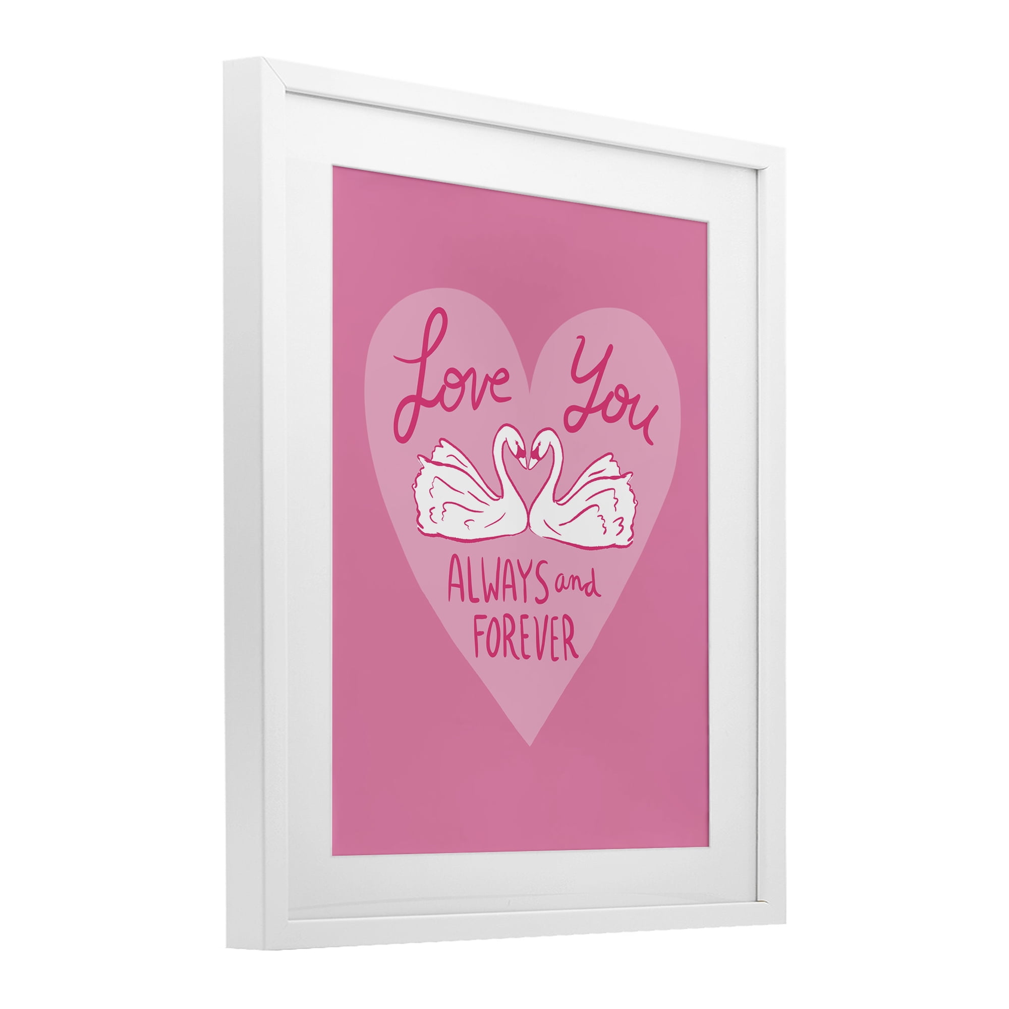 Always & Forever Swans White Framed Print Under Glass, design by Juliet Meeks