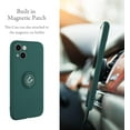 thumbnail image 3 of Case for iPhone 13 (6.1 inch), Slim Liquid Silicone Phone Case with 360 Rotatable Ring Holder Kickstand Fashion Hand Strap Magnetic Car Mount Shockproof TPU Bumper Cover - Dark Green, 3 of 16