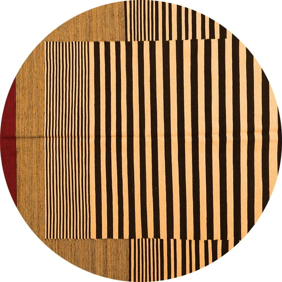 Ahgly Company Indoor Round Abstract Orange Contemporary Area Rugs, 3' Round