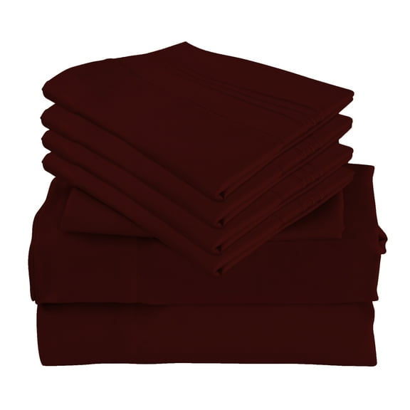 6 Piece Luxury Rayon Made From Bamboo Sheets Set- King Burgundy Sheets, Softer Than Cotton-Up To 16" Deep Pockets-Wrinkle Free-Extremely Soft Bamboo Derived Rayon Sheets- King,Burgundy