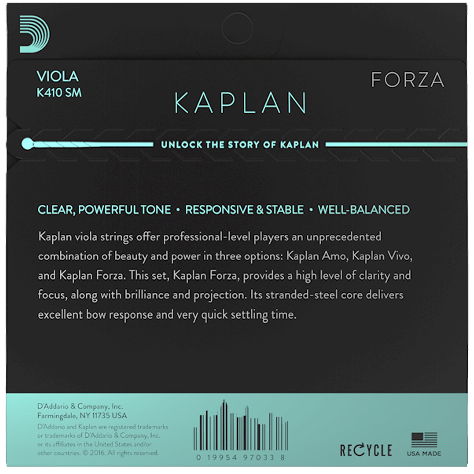 D'Addario Kaplan Forza Viola Single A String, Short Scale, Medium Tension