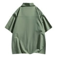 thumbnail image 4 of Lovskoo Shirts for Men Collared Short Sleeve Solid Color Pocket Lapel Top Shirt Vacation Beach Summer Tops Olive Green, 4 of 8