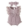 thumbnail image 3 of GYRATEDREAM Newborn Baby Girl Clothes Infant Romper Ruffle Sleeve Jumpsuit Bodysuit 6-12 Months, 3 of 9