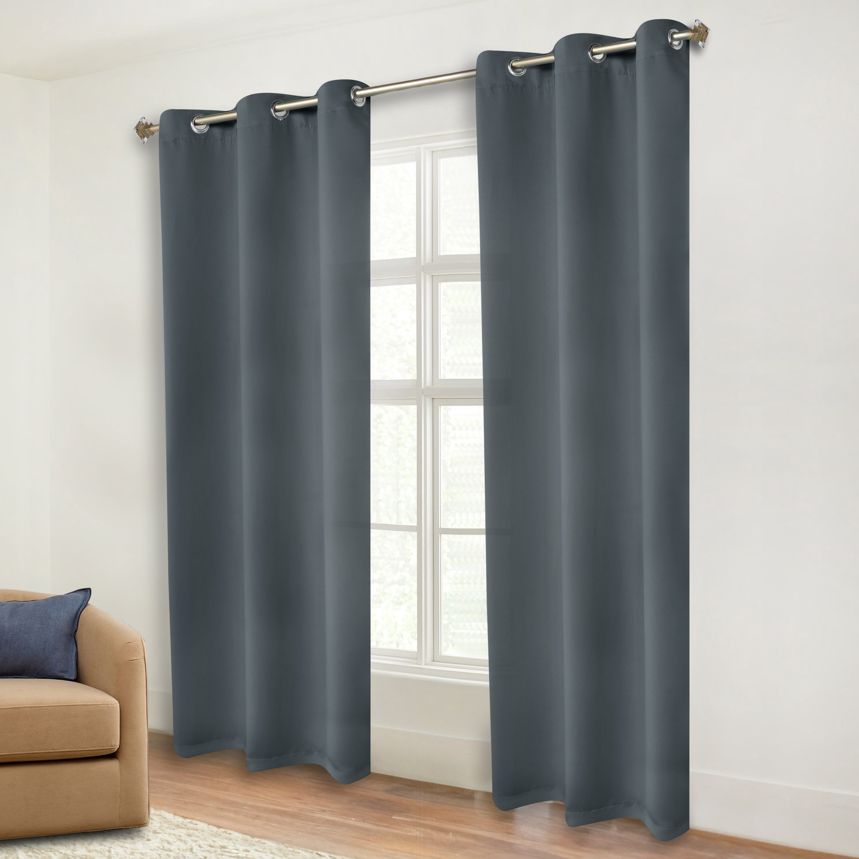 Superior Blackout Solid Light Filtering Grommet Curtain Panel Set, 46" x 84", Grey