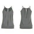 thumbnail image 2 of Débardeur Camisole Femme Été Tendance Col Ample Sans Manches Plissé Décontracté Basique Gris P, 2 of 4