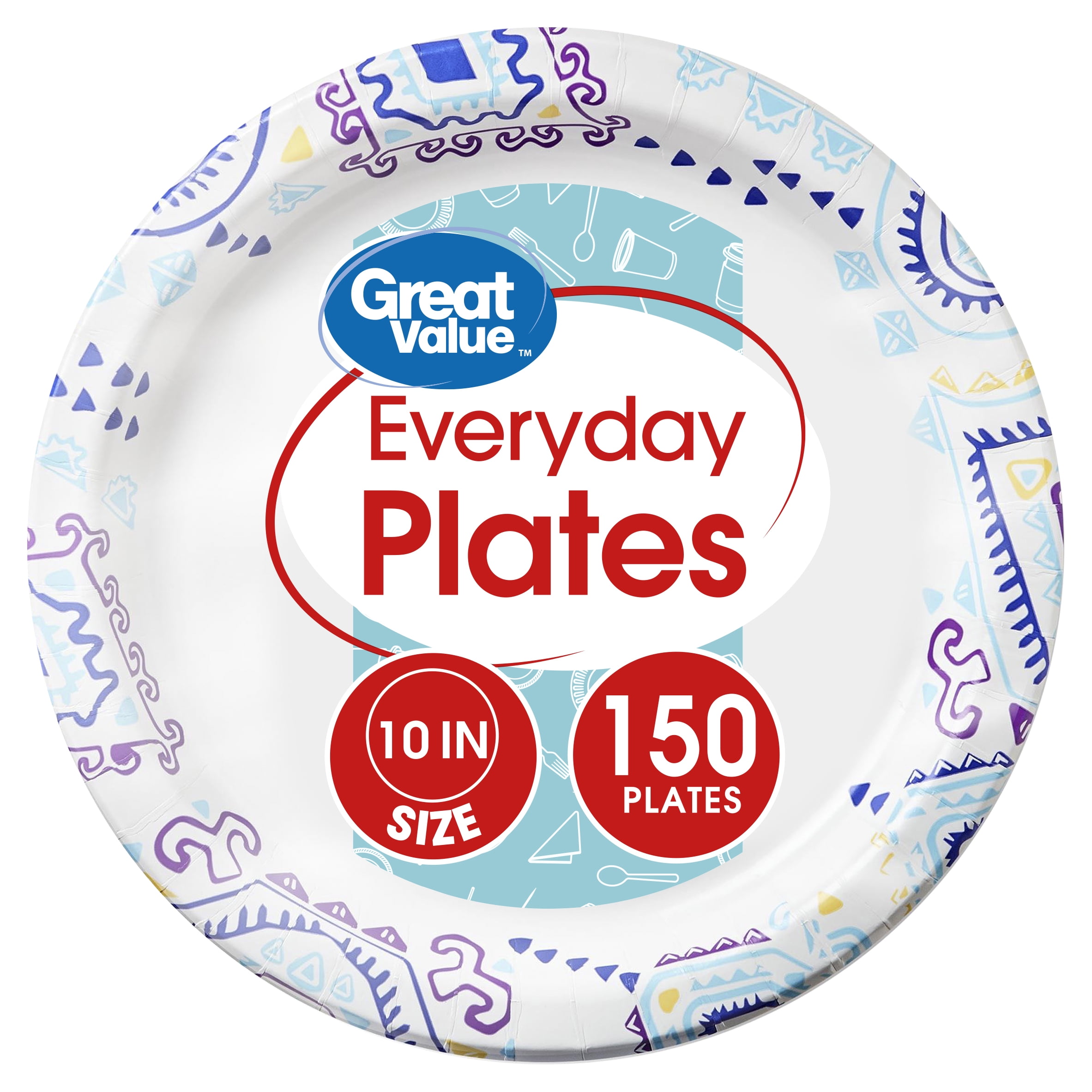 Great Value Everyday Paper Plates 10 150 Count Walmart