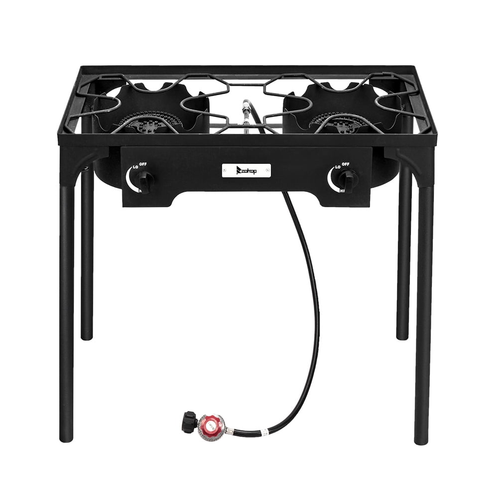 Kepooman Outdoor Stove, Portable Propane Gas Cooker Iron Cast Patio Burner for Camp Cooking (Double Burner 150000-BTU) Kepooman Outdoor Stove, Portable Propane Gas Cooker Iron Cast Patio Burner for Camp Cooking (Double Burner 150000-BTU)