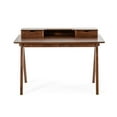 thumbnail image 3 of HomeRoots 482427 48 in. Manufactured Wood Rectangular Writing Desk with 2 Drawers, Walnut, 3 of 7