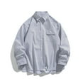 thumbnail image 2 of LpwkSSA Men's Cardigan Shirts Striped Print Long Sleeve Button Down Casual Fashion Loose Lapel Shirt Jacket With Pockets White XXXXL, 2 of 9