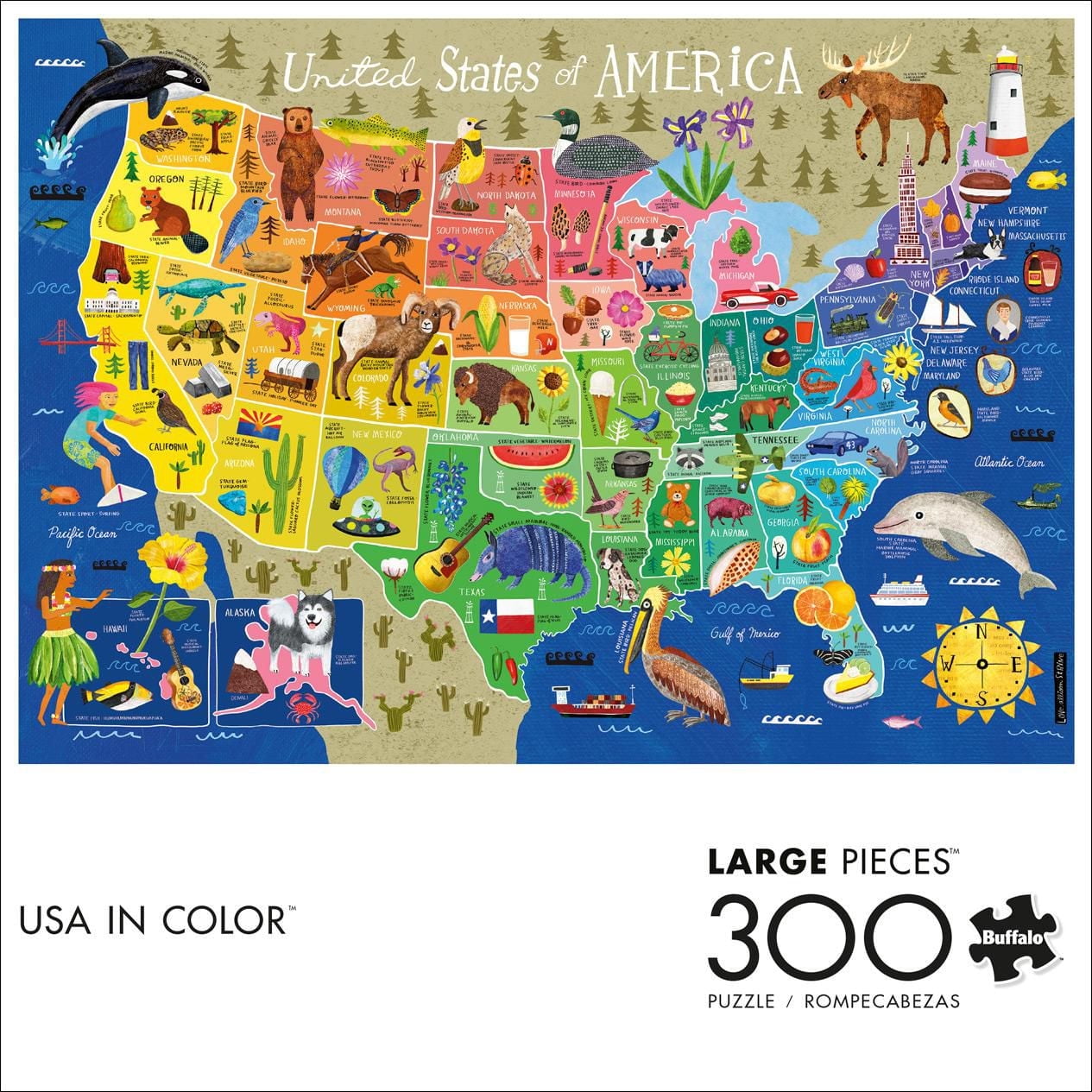 Buffalo Games - Large Pieces - USA In Color - 300 Piece Jigsaw Puzzle