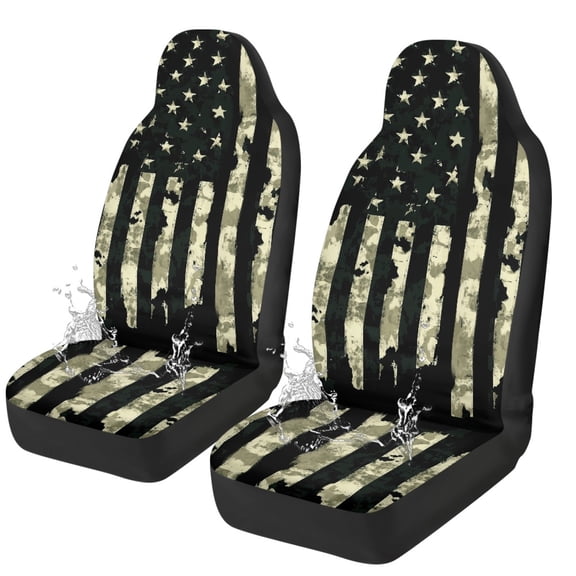 Glofpot American Flag Front Seat Covers for Cars Front Seats Only 2 Pack Car Seat Decor Green Camo Auto Seat Cover Sets Auto Accessories for Women Men