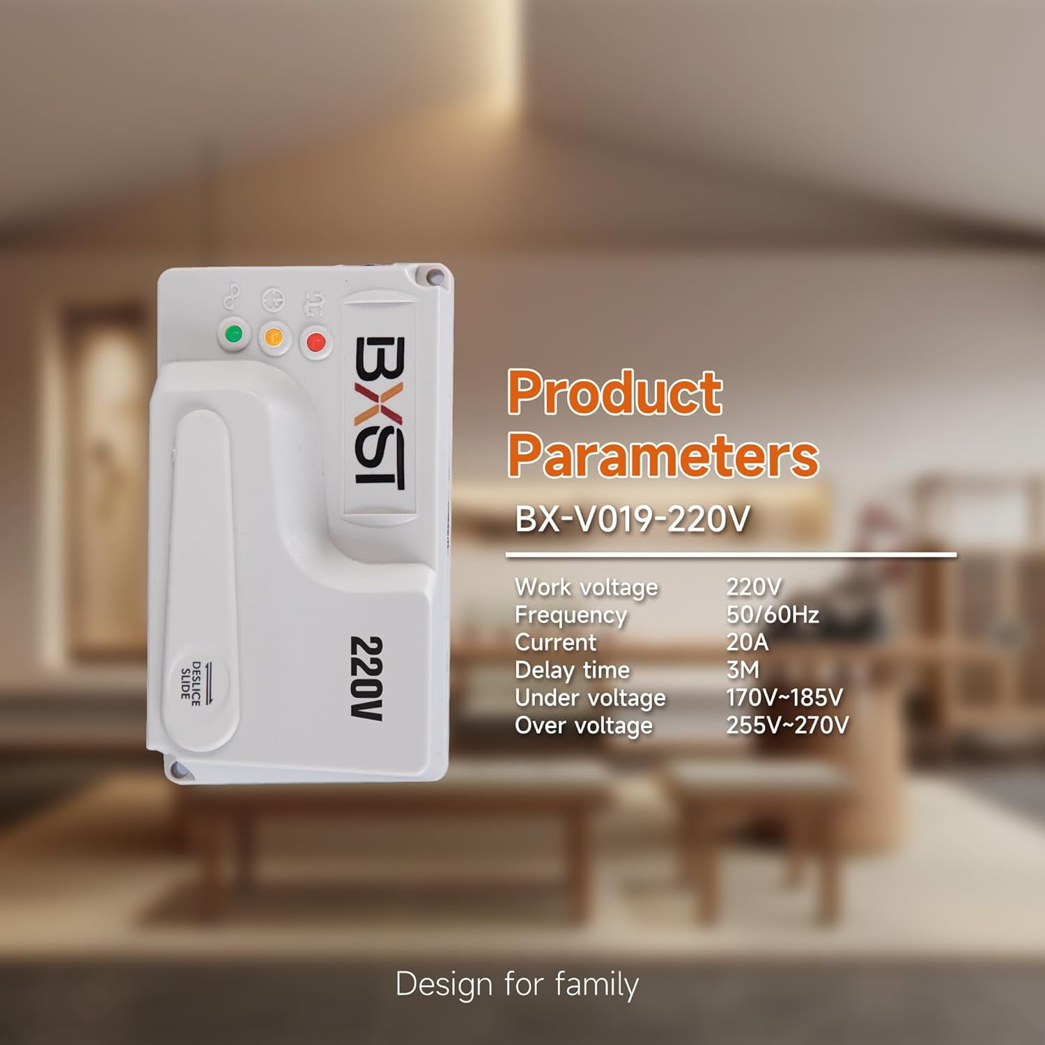 Wiring Surge Protector for Home Appliances Voltage Adjustable Delay Protection Suitable for Air Conditioners/Refrigerators/TVs, Kitchens and Other Home Appliances 2400W. (220V)