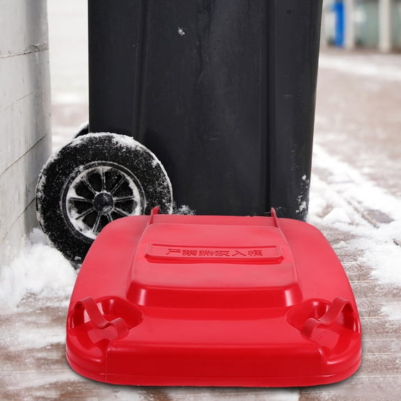 OULII Red Outdoor Trash Bin Lid Cover with Detachable Design Fits 50L Garbage Can