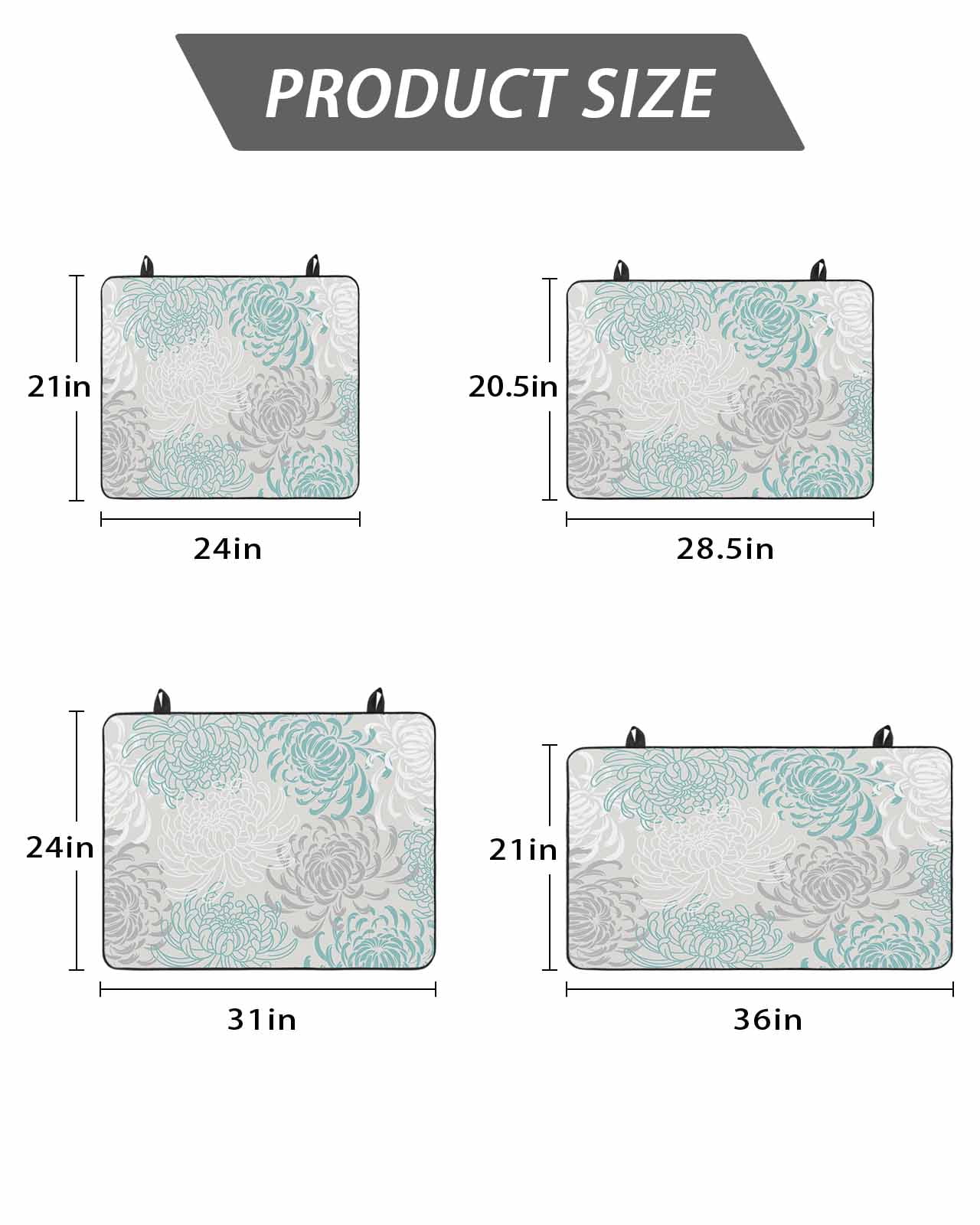 Stove Top Covers for Electric Stove, Aqua White Glass Stovetop Cover Protector, Abstract Grey Chrysanthemum Flower Floral Induction Cooktop Protector Oven Mat for Kitchen Countertop 28.5"x20.5"