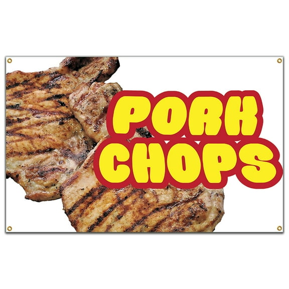 SignMission B-60 Pork Chops19 60 in. Pork Chops Banner with Concession Stand Food Truck Single Sided