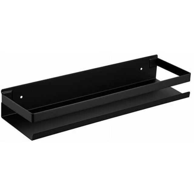 Estante de baño con perforación Laklulu, estante de ducha de acero inoxidable negro mate - 30 x 10,5 x 5 cm